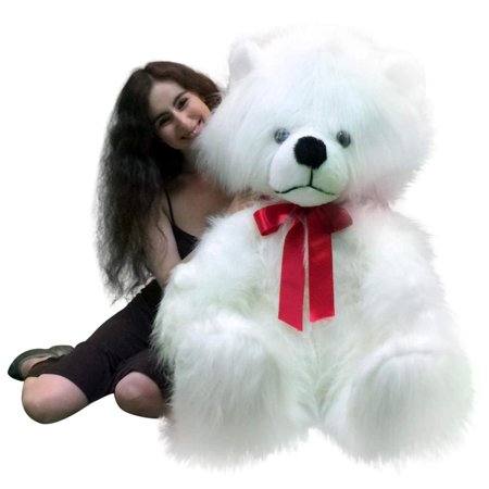 American Made Giant White Teddy Bear Long Fur Soft ...