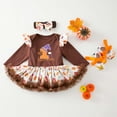 thumbnail image 2 of Gunia Toddler Baby Girl Halloween Outfit Hallowmas Cute Pumpkin Long Sleeve Dress 3 Piece For 0-24 Months Party Holiday Dress Up Girls Outfits,Brown 0-3 Months, 2 of 3