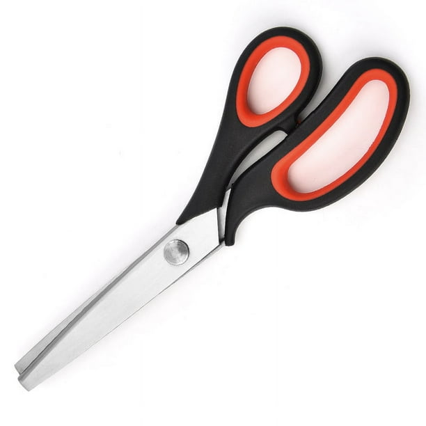 Tijeras para manualidades con borde decorativo, tijeras con borde de corte dentado, tijeras dentadas de costura profesional para tela/cuero/artesanía de papel (rojo)