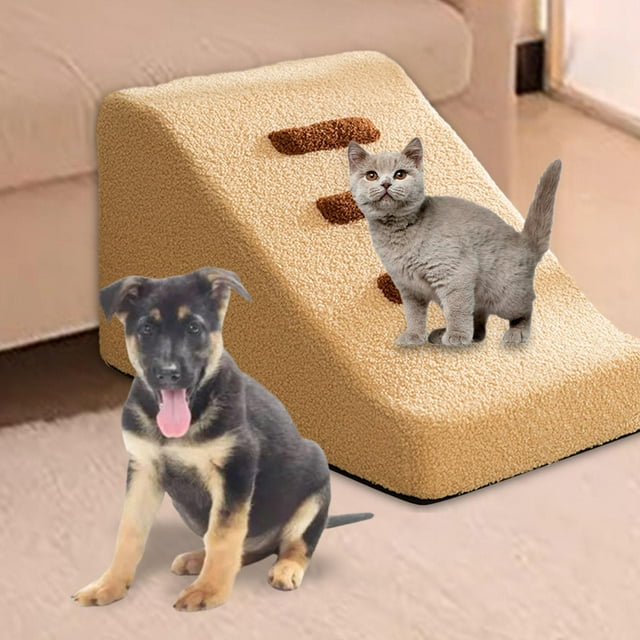 BELOVING Dog Stairs Ramp Comfortable Stable Gentle Slope Shape Convenient Lightweight Khaki 3 Step