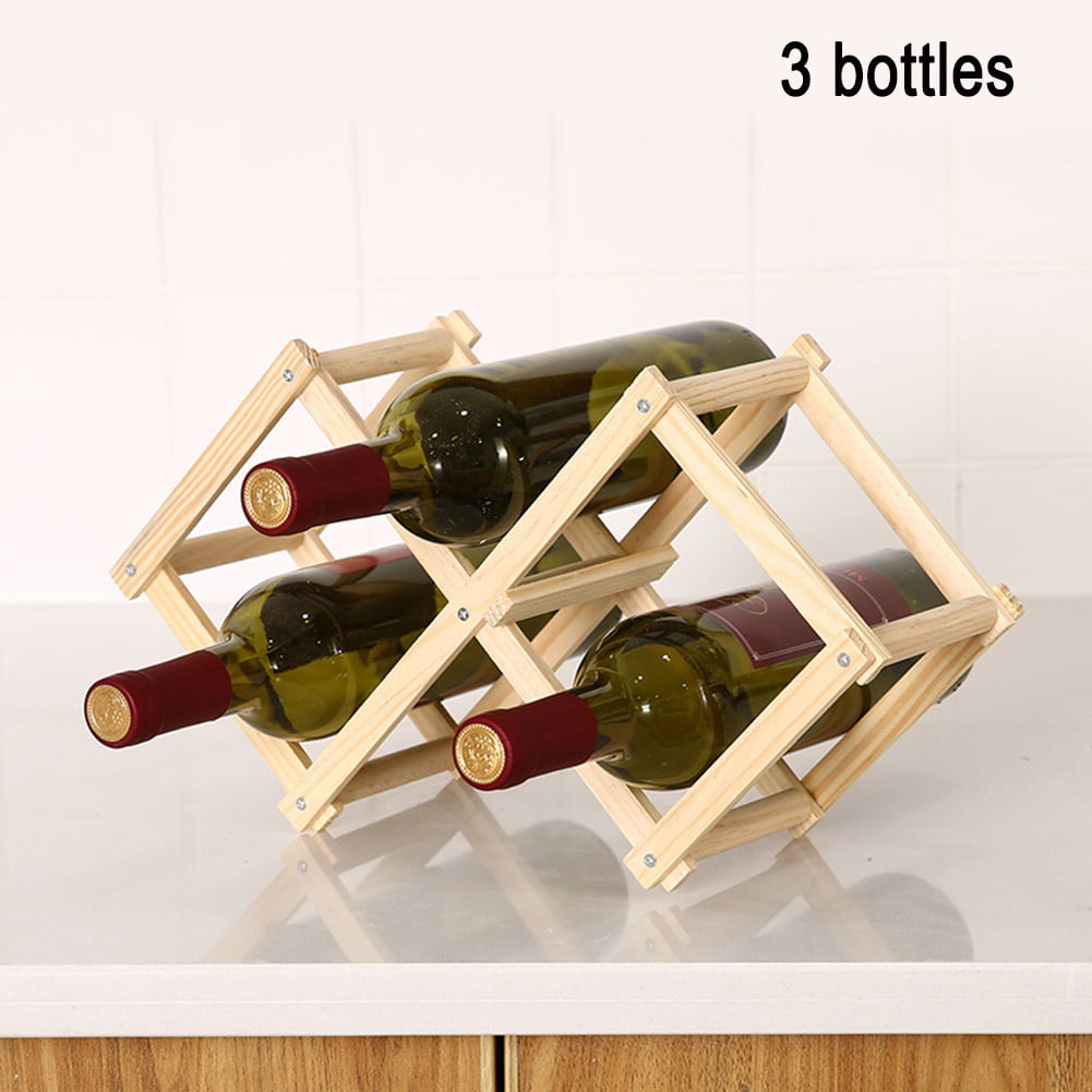 New 3/6/10 Bottle Holder Wooden Wine Rack Folding Drink Bottle Bar Display Shelf 