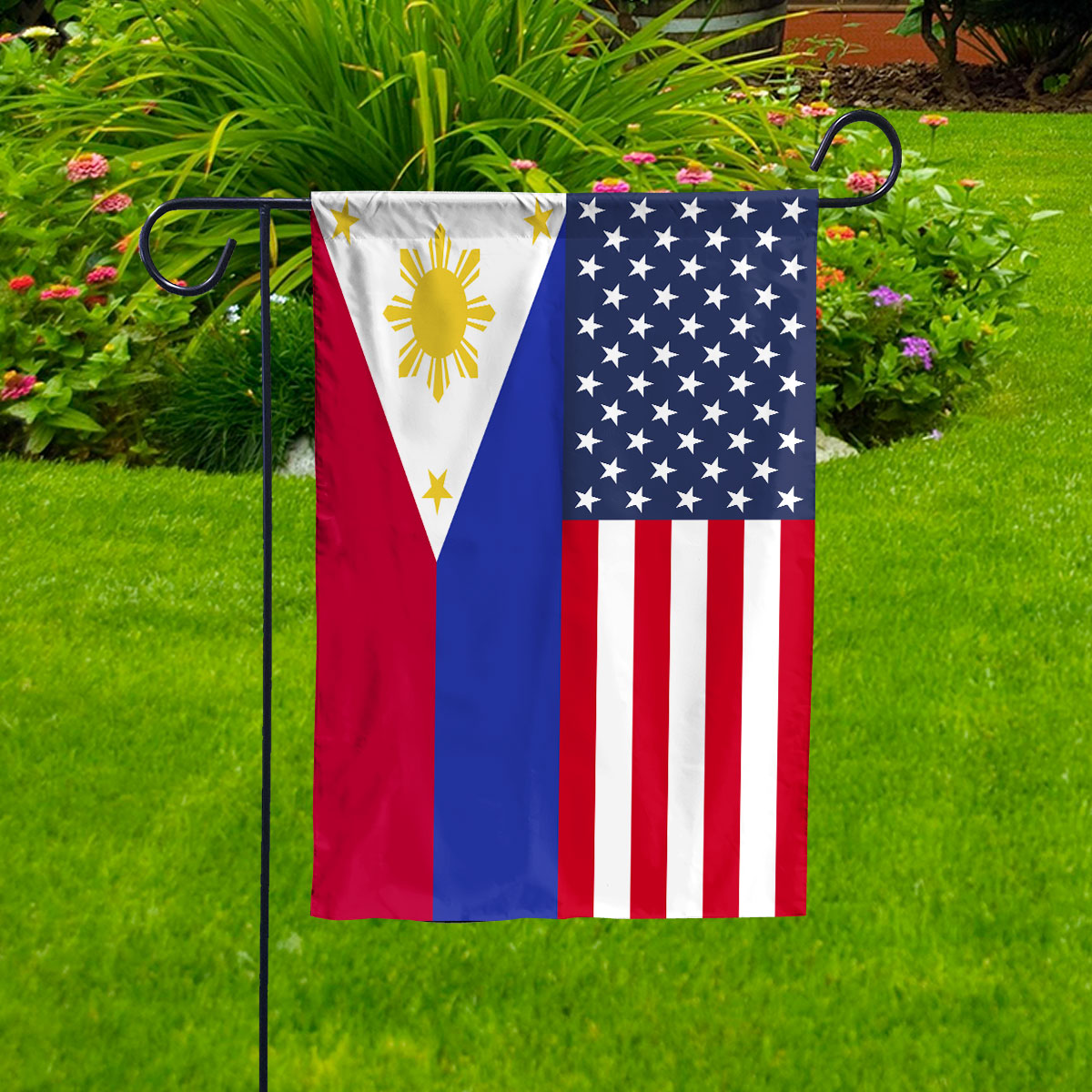 American Philippines Flag Philippine Friendship U.S.A Memorial Day Patriotic For Garden Flag, Double-Sided Decorative Outdoor Flag, Patriotic Polyester Yard Flag 12 x 18 in