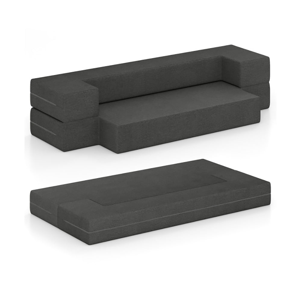 Finihen Sofa Bed, Convertible Folding Sofa, 8 Inch Convertible Folding Sofa Bed with Washable Cover-Twin Size, for Living Room, Dark grey