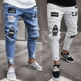 thumbnail image 1 of Jeans Skinny Déchirés pour Hommes en Denim Super Extensible, Effet Usé, Coupe Ajustée, 1 of 5