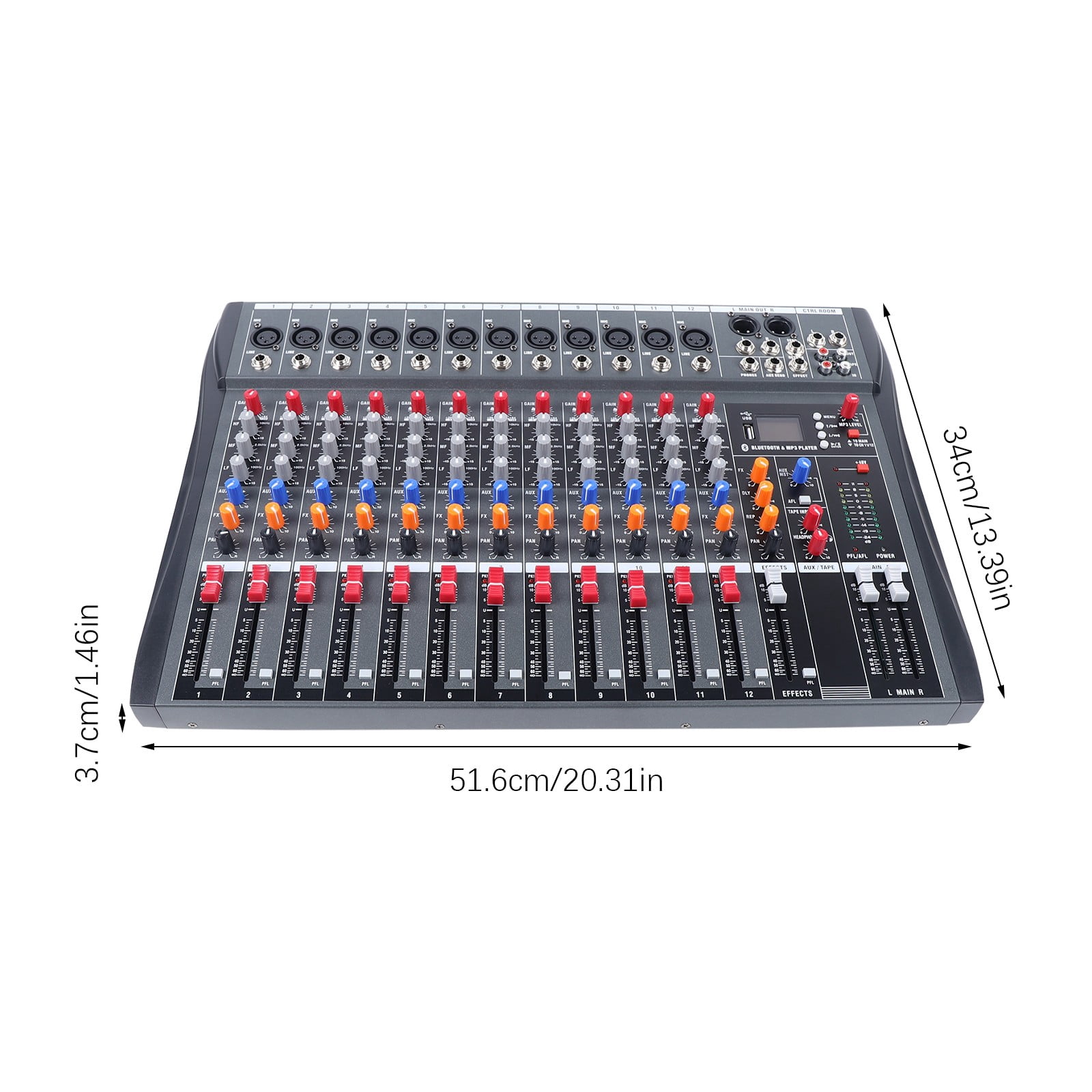 ToppiJoy 12-Channel Professional Audio Mixer, Sound Mixer, Stereo Mixer