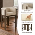 thumbnail image 5 of CHITA Modern Upholstered Bar Stools Set of 2, Counter Height Bar Stools with Curved Barrel Back & Rubberwood Frame, Sand Fabric, 5 of 18
