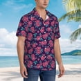 thumbnail image 2 of KLL Men's Hawaiian Shirt Short Sleeve Button Down Beach Shirts-Rose Flowers, 2 of 5