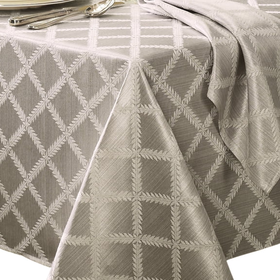 Lenox Laurel Leaf Oblong Tablecloth Platinum, 70x104"
