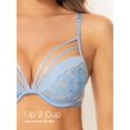 thumbnail image 5 of Deyllo Women's Plunge Super Padded Push Up Underwire T Shirt Bra, Blue Embroidery 38D, 5 of 8