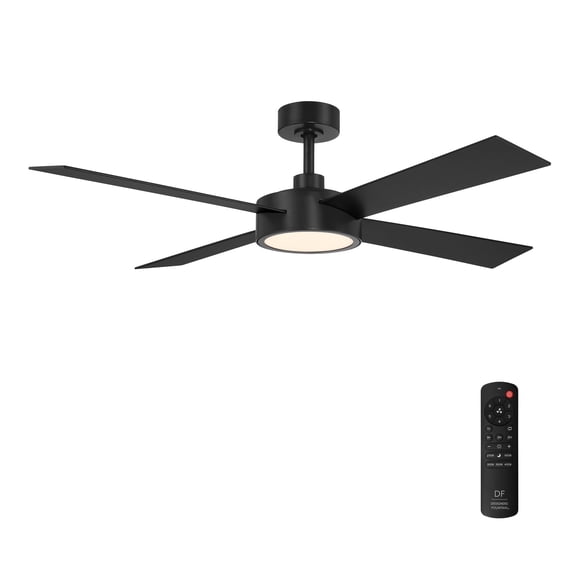 Onyo 52 in. Indoor/Covered Outdoor Matte Black Integrated LED Modern Ceiling Fan with 5 CCT Selections, Remote Included