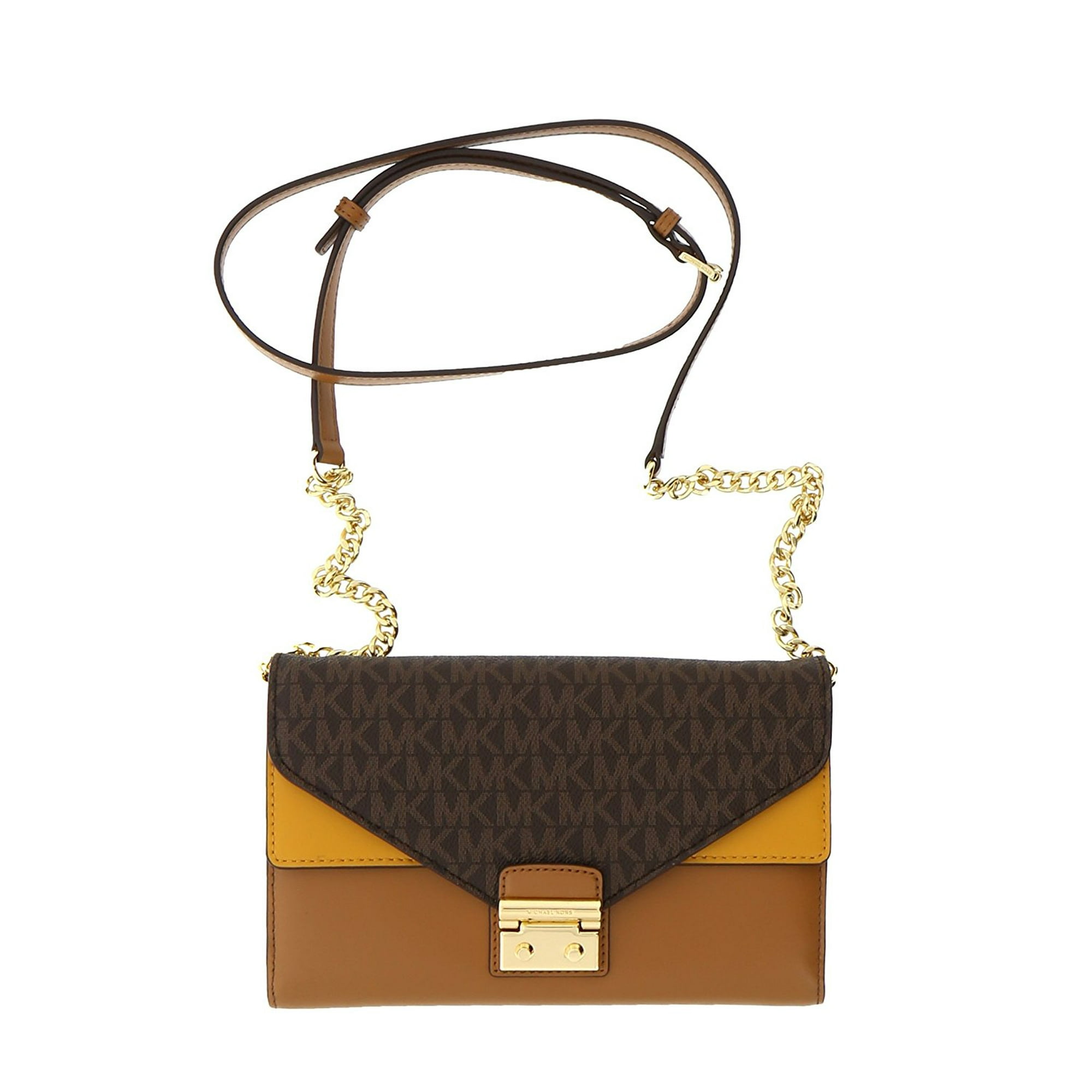 Michael kors sloan logo and leather chain wallet discount