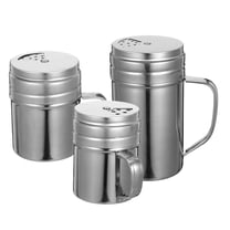 OULII 3Pcs Stainless Steel Spice Dispenser Set with Handle for Kitchen Seasoning