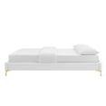 thumbnail image 4 of Platform Bed Frame, King Size, Velvet, White, Modern Contemporary Urban Design, Bedroom Master Guest Suite, 4 of 7