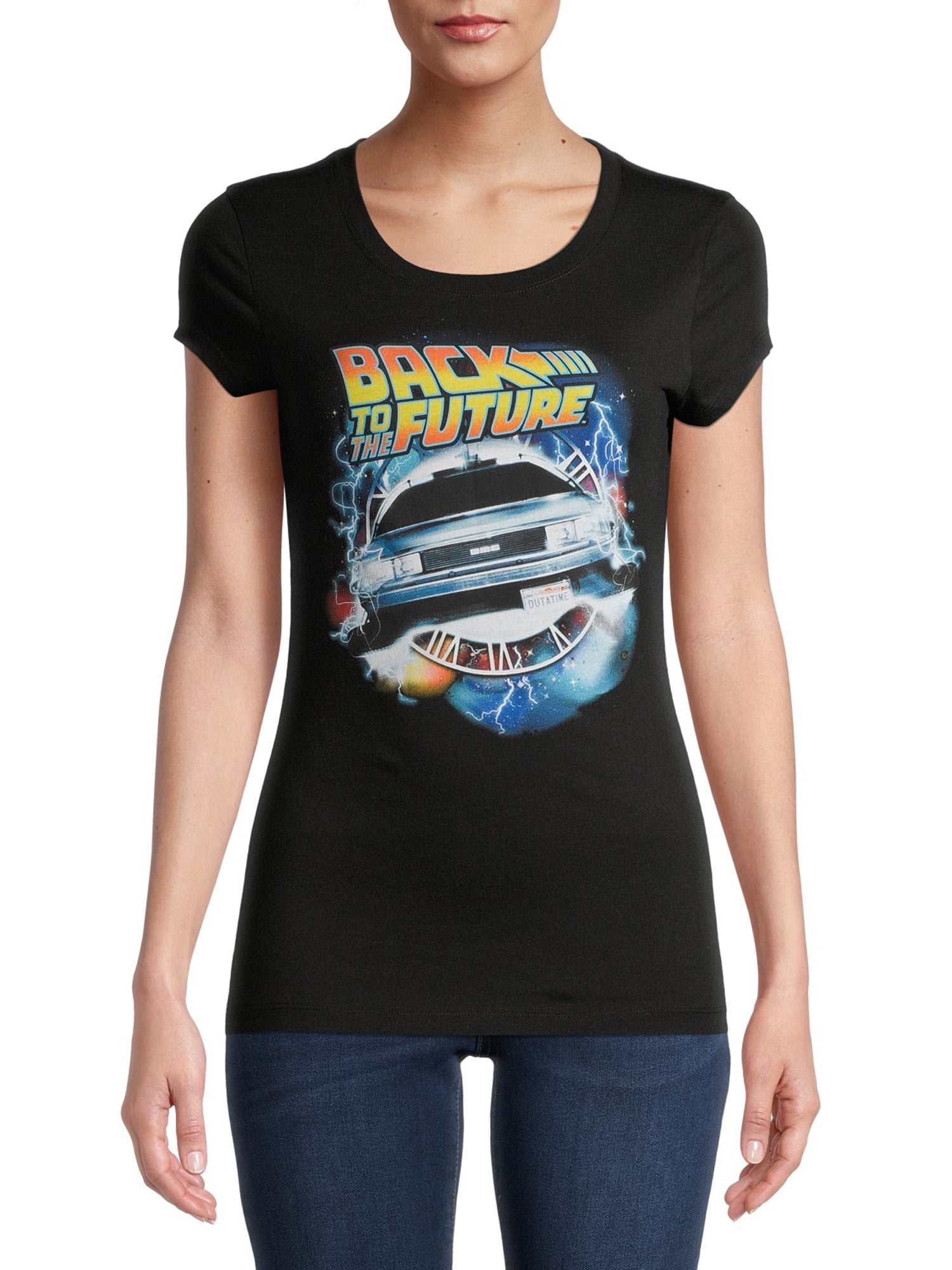 Back to The Future Lightning DeLorean Car Men's T Shirt Time Machine Painting 