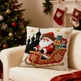 thumbnail image 4 of Cinvoph 18"x18" Embroidered Christmas Throw Pillow Covers Linen Festive Xmas New Year Decorative Pillow Cases for Couch Sofa Bed Chair Living Room Party, Winter Home Decoration, 4 of 6