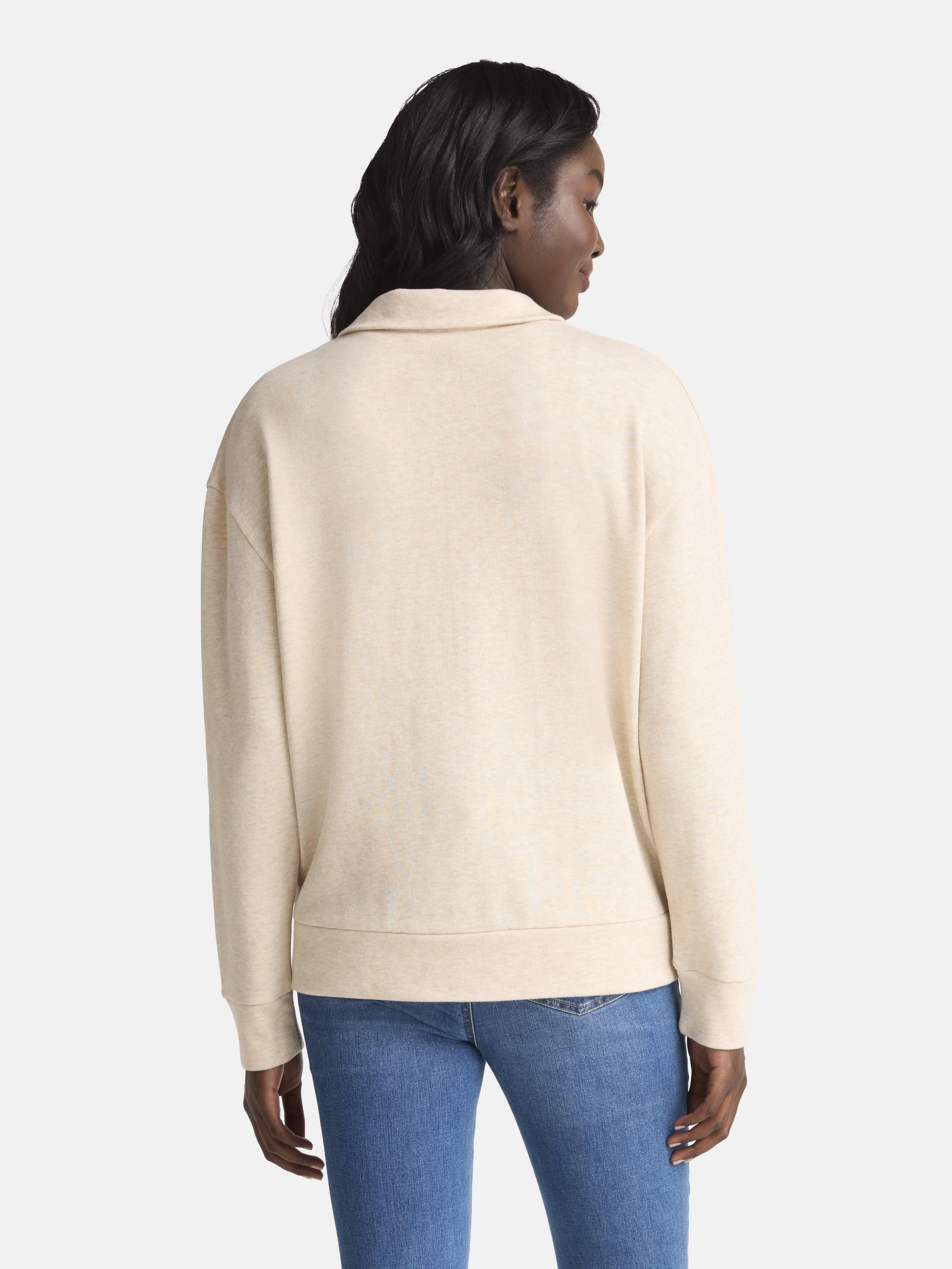 Time and Tru Women's Half Zip Fleece Sweatshirt, Sizes XS-XXXL