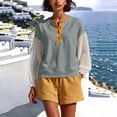 thumbnail image 2 of LckLvx Women's Sweatshirt Ruffle Long Sleeve Button Up Patchwork Tops Fall Travel Outfits, 2 of 6
