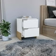 thumbnail image 5 of Nightstand with 2-Drawers, End Table with Sturdy Base, White / Macadamia, 5 of 5