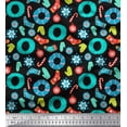 thumbnail image 1 of Soimoi Black Modal Satin Fabric Snowflake & Wreath Christmas Print Fabric by the Yard 42 Inch Wide, 1 of 3