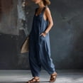 thumbnail image 6 of biudgviw Women's Casual Loose Overalls Jumpsuits Pleated Sleeveless Tanks Baggy Long Pants Rompers with Multi Pockets for Beach Travel, 6 of 7