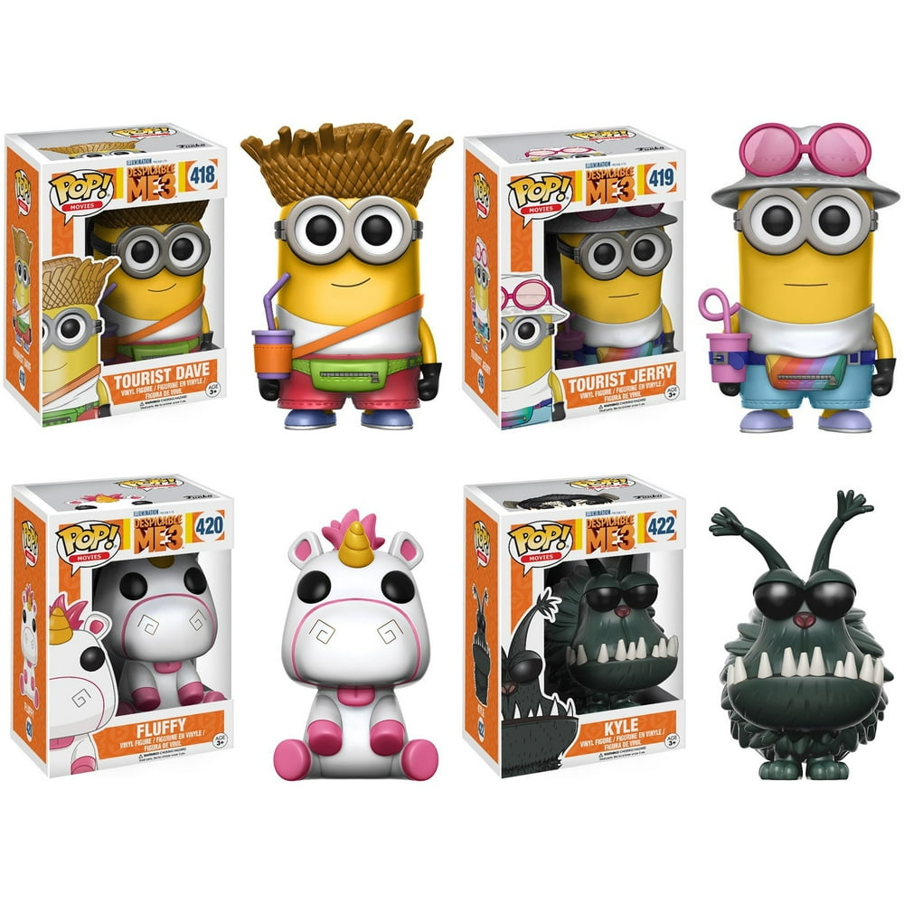 Funko POP! Movies Despicable Me 3 Collectors Set; Tourist Dave, Tourist Jerry, Fluffy, Kyle