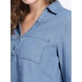 thumbnail image 6 of Allegra K Women's Half Placket Button V Neck Point Collar Chest Pocket Shirt, 6 of 6