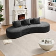 thumbnail image 3 of 109" Curved Sectional Cloud Sofa, 2-Piece Modular Boucle Teddy Couch, Modern Minimalist Curved Compression Sofa with 3 Throw Pillows, No Assembly Required, Comfy Soft Curved Couch for Living Room, 3 of 9