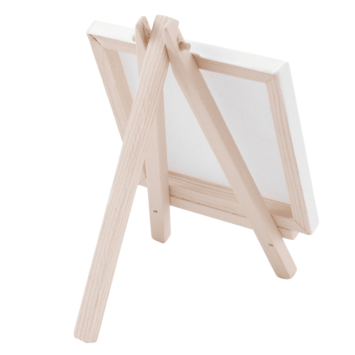 4 By 4 Inch Mini Canvas and 8 X 16cm Mini Wood Easel Set for Painting Drawing School Student Artist Supplies, 60 Pack