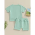 thumbnail image 4 of Arvbitana Toddler Baby Boys Shorts Set Short Sleeve Side Slit T-shirt + Elastic Waist Folded Hem Shorts 6M 12M 18M 24M 3T Infant Solid Color 2Pcs Outfits Summer Clothes, 4 of 9