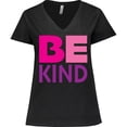 thumbnail image 3 of Inktastic Be Kind Logo in Pink and Purple Women's Plus Size V-Neck T-Shirt, 3 of 5