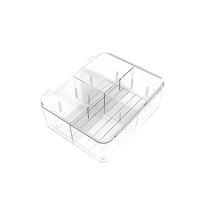 BAOPAI Household Storage Box with Compartment Dividers for Organizing Underwear Socks Snacks Fruits Vegetables Home Organization Solution
