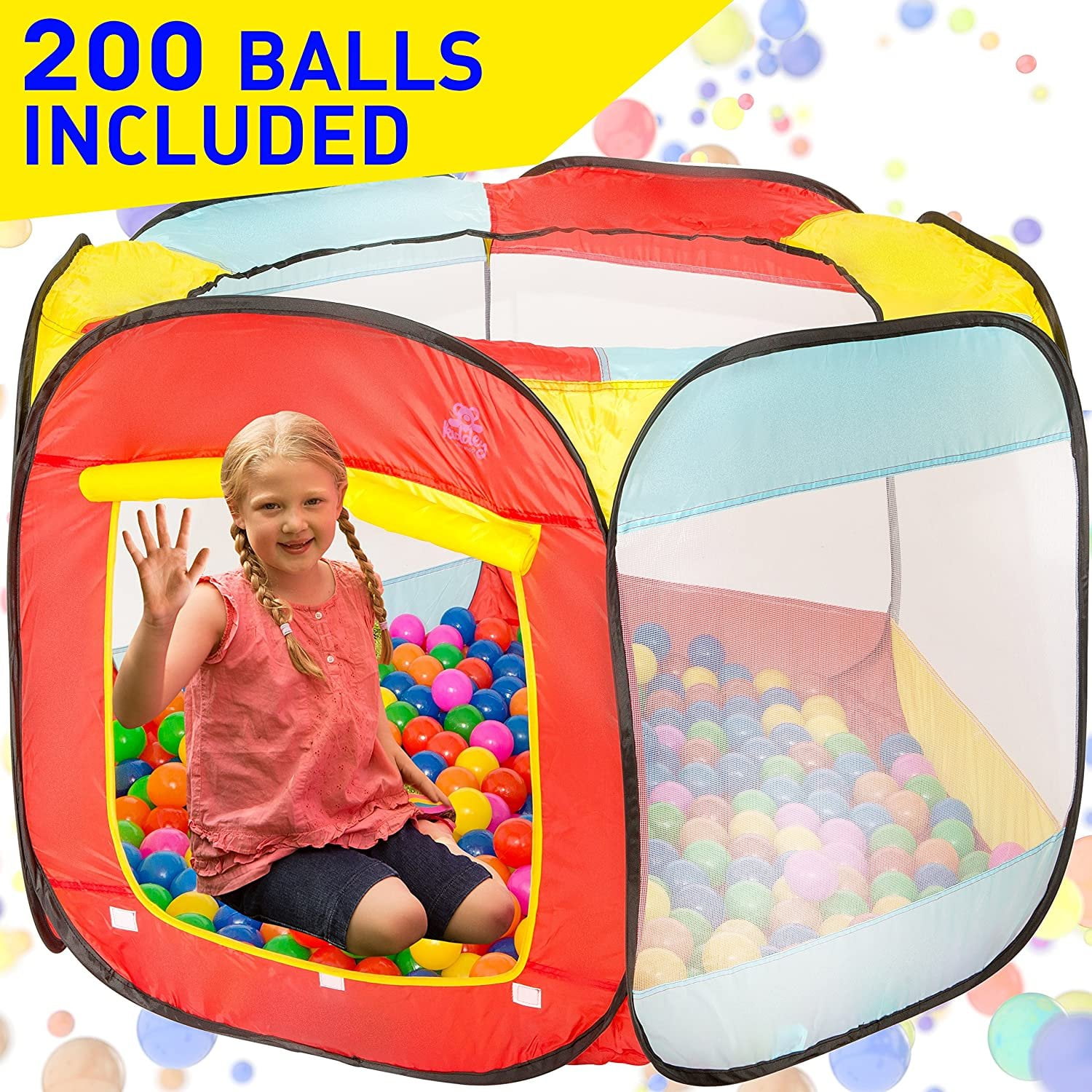 Balls Not Included WASDY 3 in 1 Kids Play Tent Crawl Tunnel Ball Pit with Ball Hoop Ocean Cartoon Pop Up Playhouse Tent Indoor Outdoor Use Kids Toys Gifts for Children Baby Girls Boys