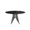 thumbnail image 6 of 53" Round Sintered Stone Dining Table, Black Color, Stainless Steel Silver Base, Accommodates 6, To Scratches, Room Table Modern Desktop, Heat , 6, Essential, 6 of 6