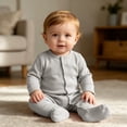 thumbnail image 4 of gdxvjhbj Baby Boy Newborn Clothes Baby Boy Polo Romper Long Sleeve Solid Romper Cotton Linen Jumpsuit Collared Romper Infant One-Piece Outfit 0 3 6 9 12 18 24 Months (Grey,0-3 Months), 4 of 4