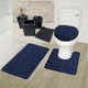 thumbnail image 1 of Juego de 7 alfombras de baño suaves y sólidas antideslizantes y 4 accesorios de cerámica para baño, alfombra con contorno en forma de U, tapete y tapa de inodoro, espuma viscoelástica, New Rock Navy,, 1 of 1