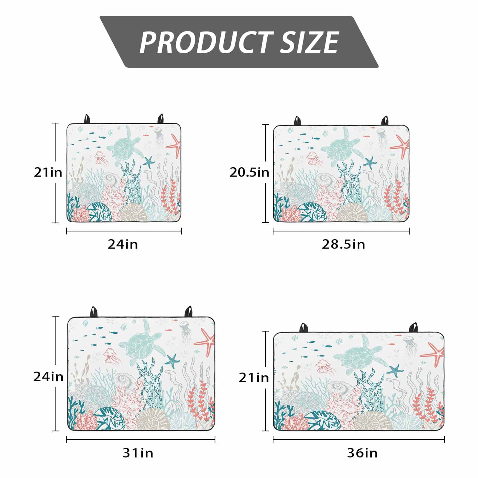 Coastal Turtle Stove Top Cover for Electric Stove, Heat-proof & Non Slip Glass Top Stove Cover Protector, Teal Green Ocean Coral Starfish Jellyfish Kitchen Flat Cooktop Rubber Mat 28.5x20.5 Inches