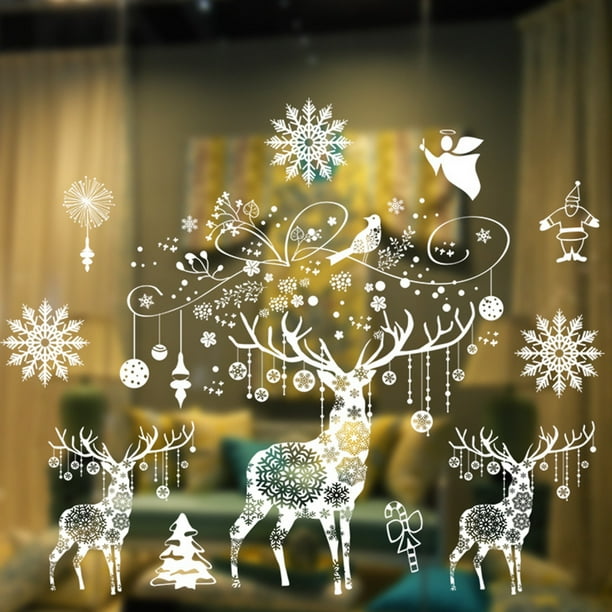 Large Christmas Home Glass Window Wall Sticker Static Cling DIY Wall