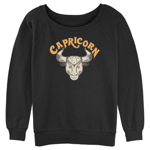 Junior's Lost Gods Zodiac Capricorn Art Symbol  Sweatshirt Black Large