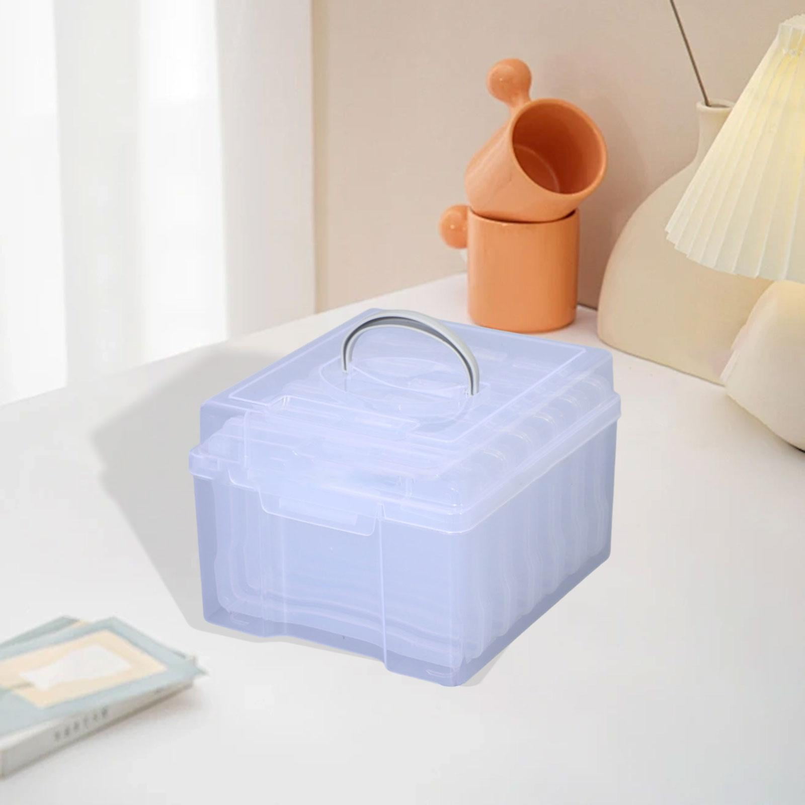 Fiocias Photo Storage Box 4x6'' 6 Detachable Dividers Stationery Square Box Photo Keeper Transparent