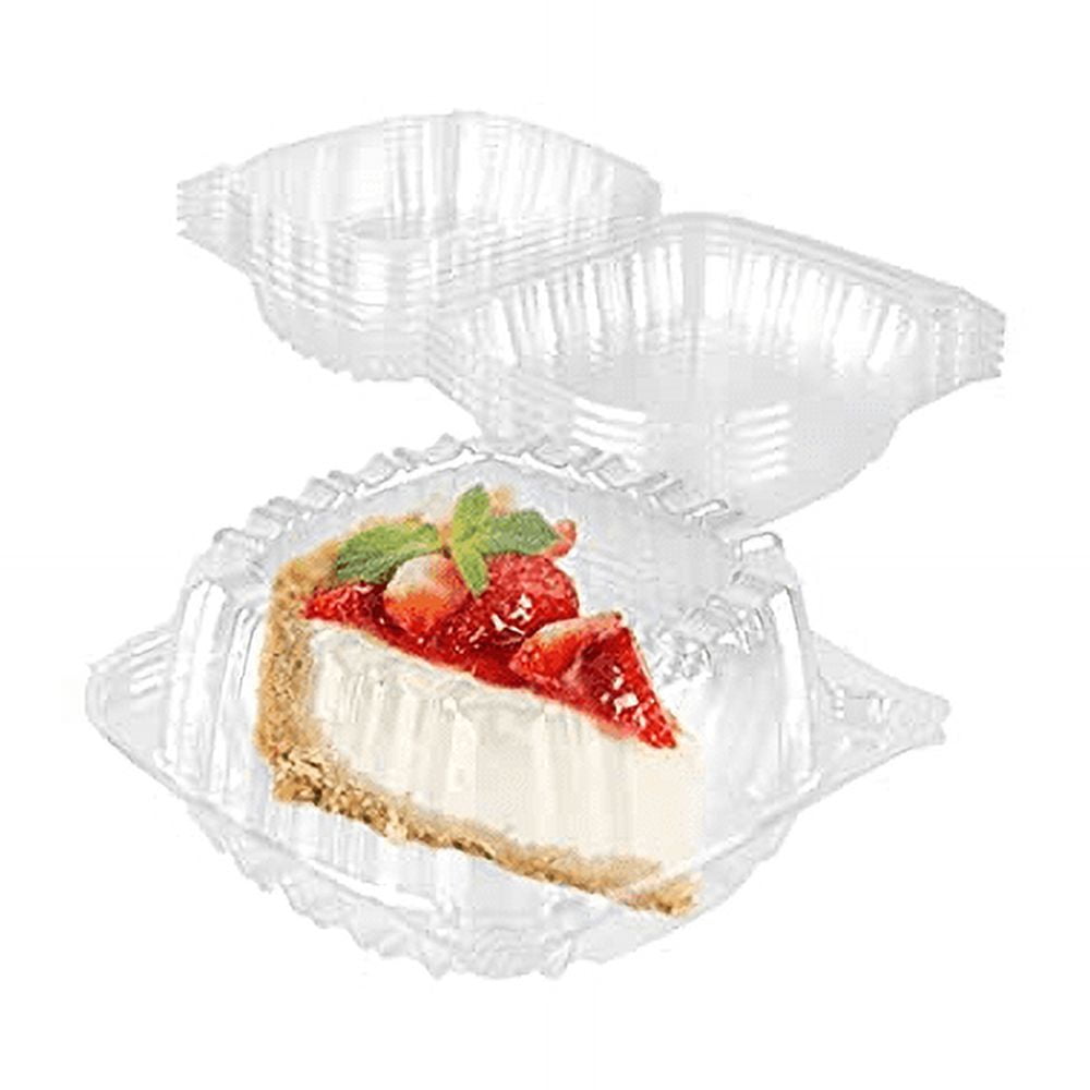 Disposable Plastic To Go Containers with Clear Lids (25 Pack) Fancy Hinged Top Square Clamshell Food Boxes for Take Out, Home Party Togo Clam Shell Box to Carry Cake, Dessert, Small Sandwich