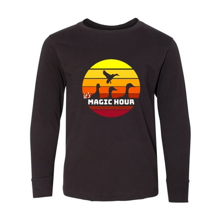 Inktastic It s Magic Hour with Waterfowl Against the Sun Long Sleeve Youth T-Shirt