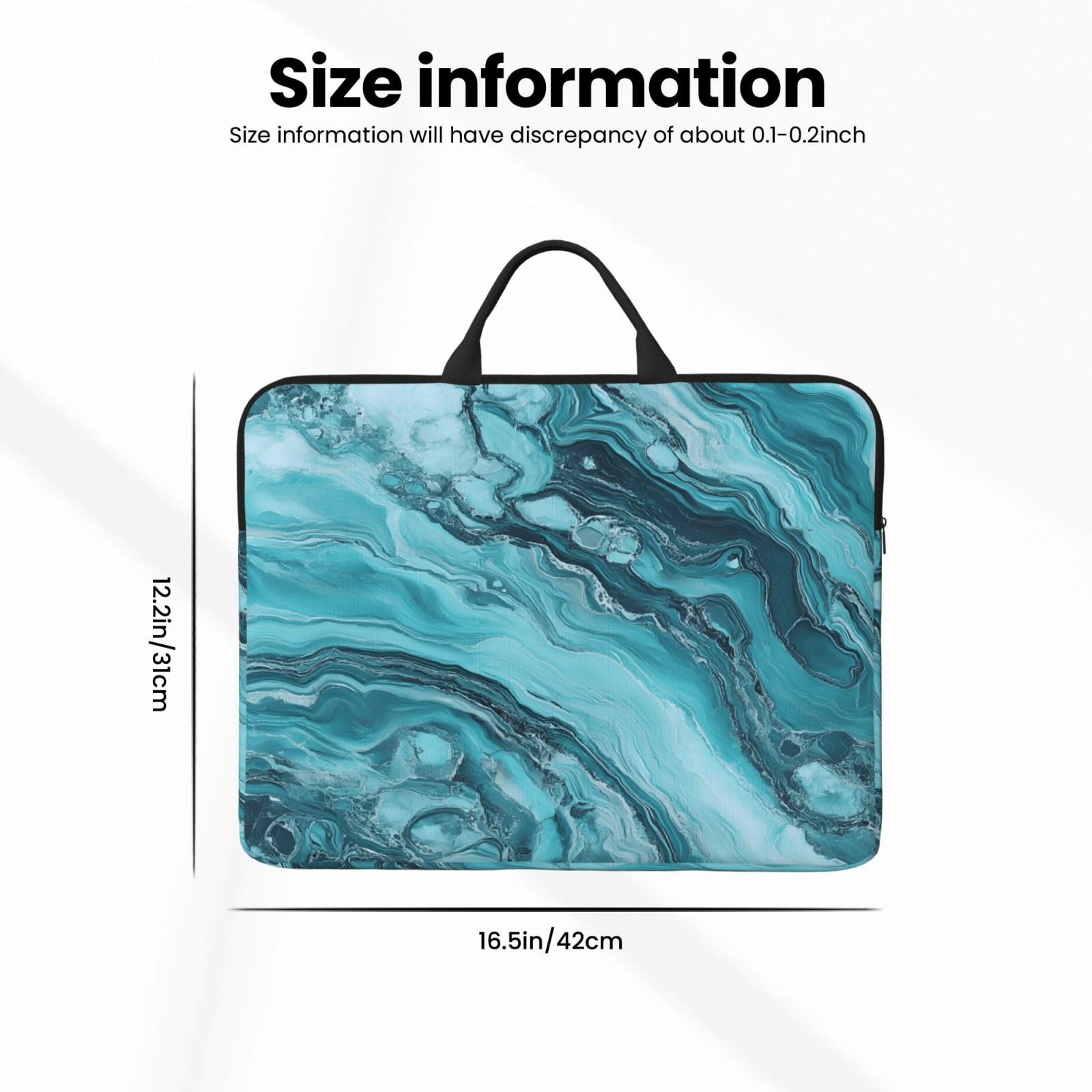 Laptop Sleeve Bag For Women Men 14inch Waterproof Durable Protective Computer Carrying Cover Handle Laptop Case Bag Teal Marble_1
