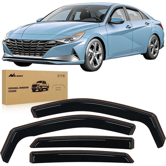 Nilight in-Channel Rain Guards for Hyundai Elantra 2021 2022 2023 2024 2025, Vent Window Visors, Original Window Deflectors-4PCS