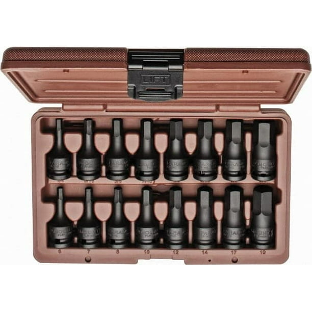 Paramount 16 Piece 1/2" Drive Inch/Metric Impact Hex Bit Socket Set 1/4