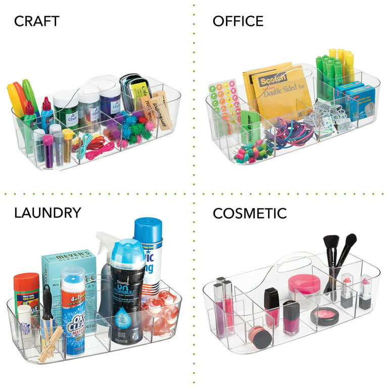 mDesign Plastic Divided Cosmetic Organizer Caddy Tote Bin with