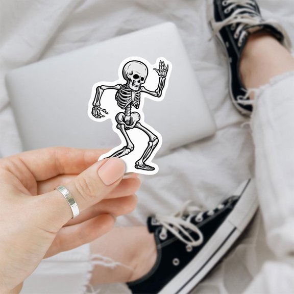 Dancing Skeleton Fun Sticker, Social Distortion Skeleton Sticker, Skeleton Laptop Stickers - Vinyl Stickers 3'' for Laptop Water Bottle Phone Car Window Helmet (1pcs)