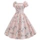 thumbnail image 5 of Vestido largo hasta la rodilla con cuello cuadrado y manga corta con estampado informal a la moda para mujer Pompotops ghjkhdj18537, 5 of 9