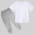 thumbnail image 4 of HAOTAGS Girls Outfit Sets,Breathable Short Sleeve Tee + Pants Solid Color Two Piece Set Child Clothing White 3-4 T, 4 of 6