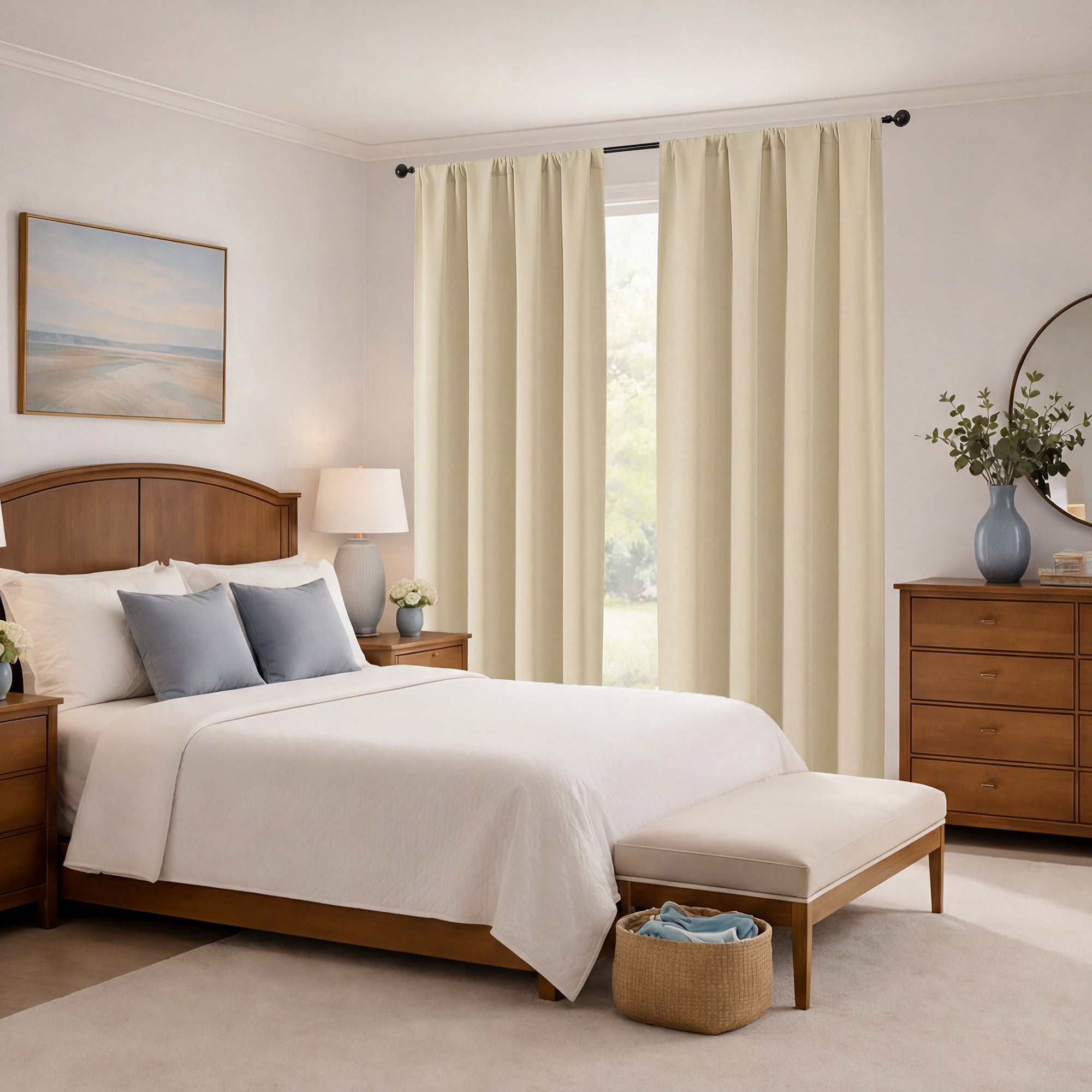 MKHILL Aether 40x84 Blackout Curtains Biscotti Beige 2 Panels, 84 Inch Floor Length Panels for Living Room Bedroom, Thermal Insulated Drapes, Each 40" W x 84" L