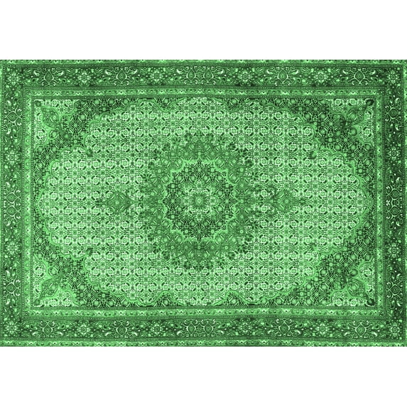Ahgly Company Indoor Rectangle Medallion Emerald Green Traditional Area Rugs, 4' x 6'